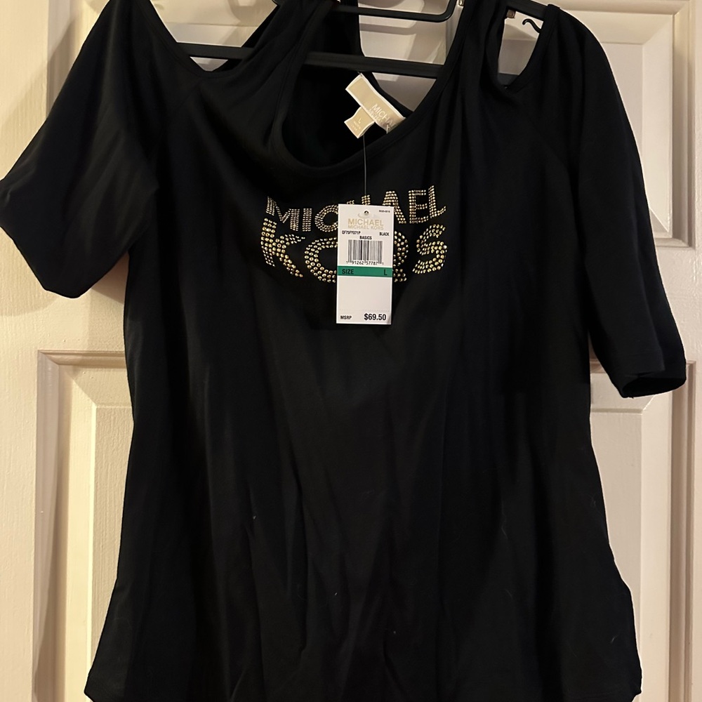 Michael Kors Black Tee with Gold Accents